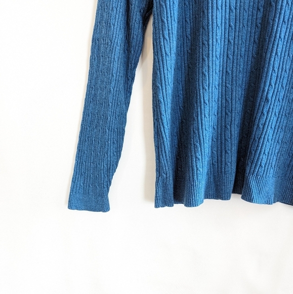 Lane Bryant V-Neck Cable Sweater 18/20 Blue Lightweight Knit - Picture 9 of 12